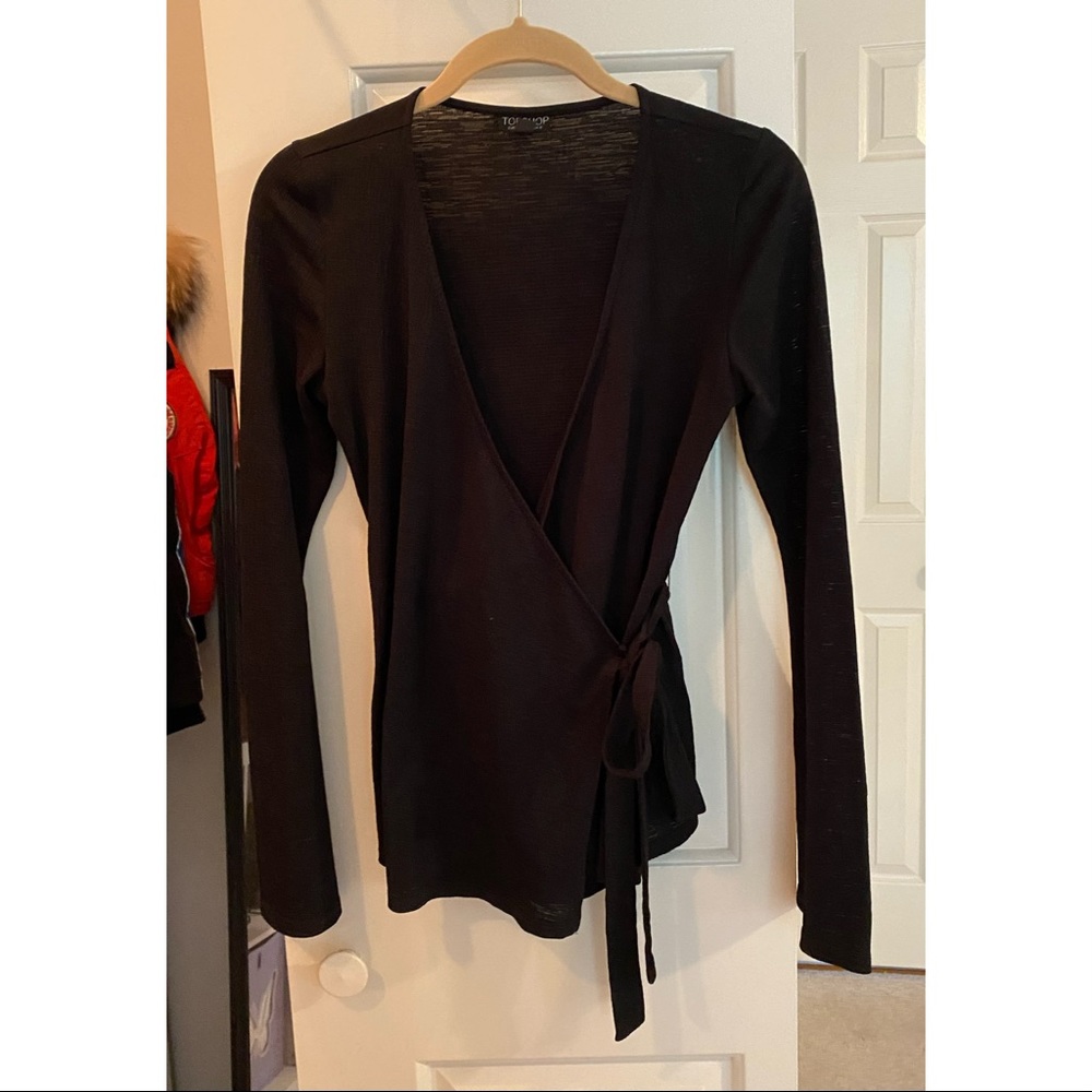 Topshop textured wrap top